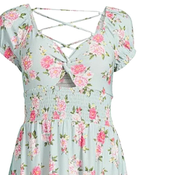 Tropical Sunny Coachella Party Floral Beach Short Dress Plus Size Smocked Waist - Picture 16 of 17